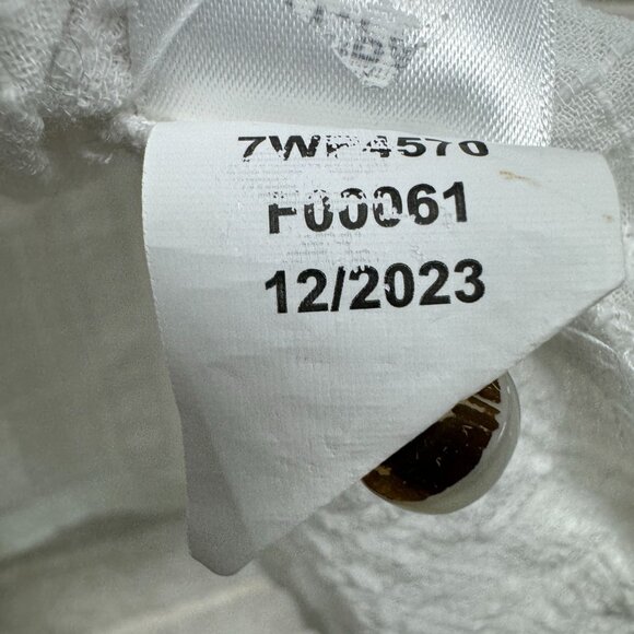 Lucky Brand White Cutwork Textured Short Sleeve Button-Up Blouse Tunic Top L - Picture 5 of 9